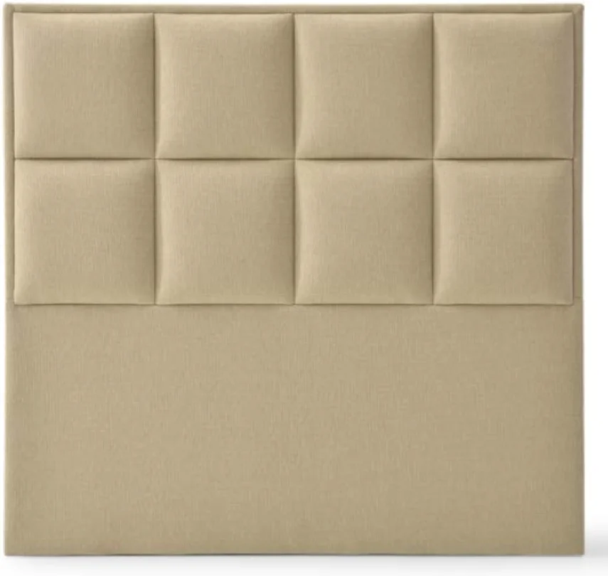 Kopfteil Ariel mit grossflächigen Polsterfeldern in Sandbeige, das-bett.ch in Zürich